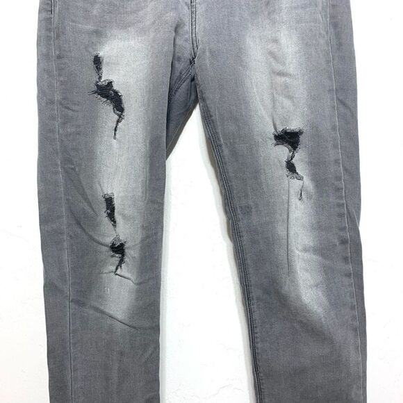 Just Black Jeans Light Grey Skinny Denim Mid High Rise Distressed size 31 - Picture 3 of 11